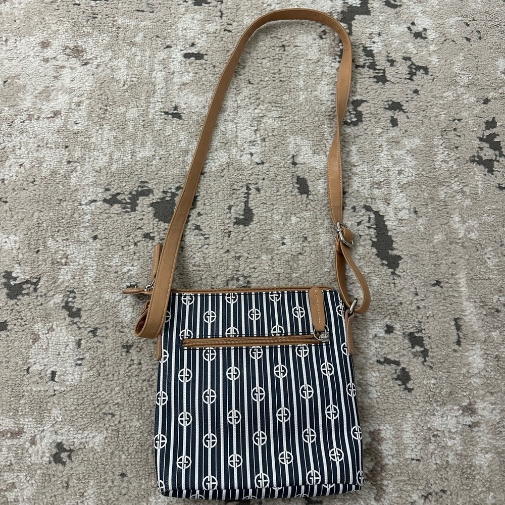 GIANI BERNINI Tonal logo faux-leather women's crossbody bag  - Navy / White - Picture 2 of 5